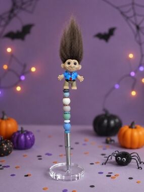 Source Unknown Blue and Brown Troll Bead Pen - Kids Accessories